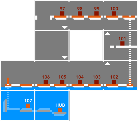 Pixel art of lifeboats with teleporters on them
