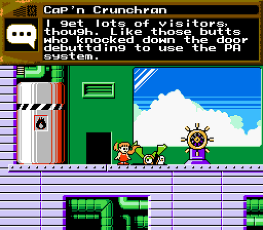 Screenshot of the bridge, with Cap'n Crunchran saying, 